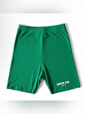 White Fox Boutique Offstage Ribbed Bike Shorts Amazon Green Women’s - Small